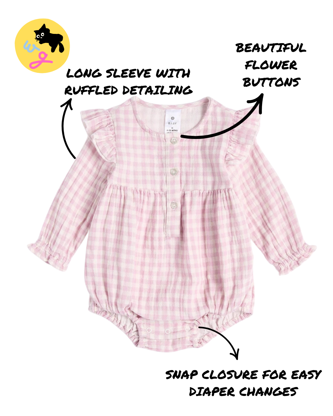 Purple Gingham Baby Muslin Bodysuit