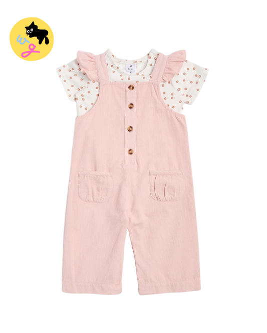 Baby Cord Overalls and T-shirt Set 2 Piece
