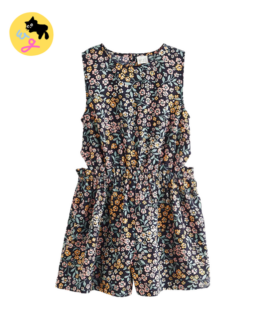 Black Floral Cut-Out Detail Playsuit