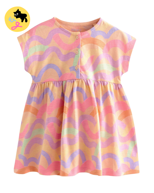 Rainbow 100% Cotton Short Sleeve Jersey Dress