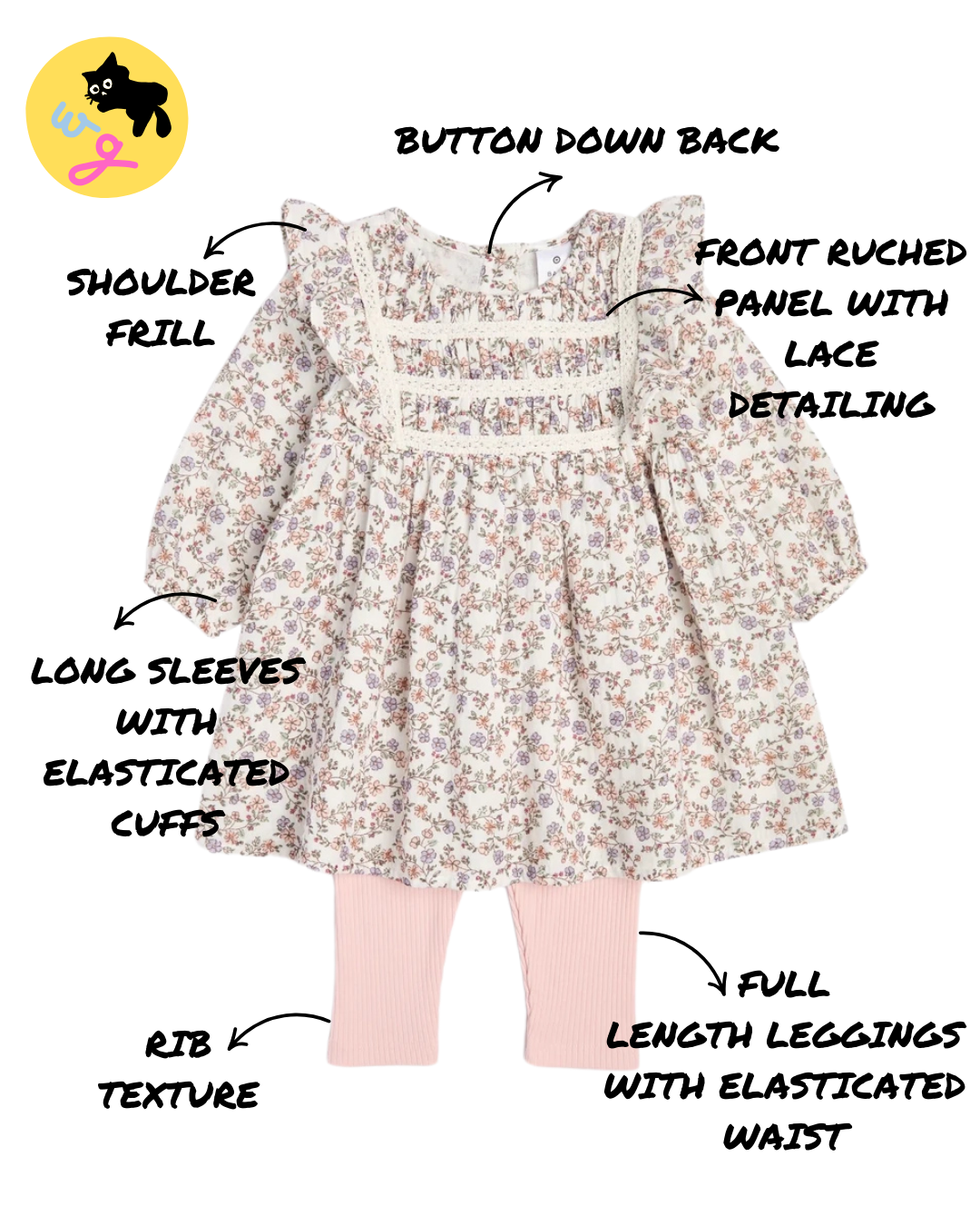 Baby Floral Dress & Leggings Set