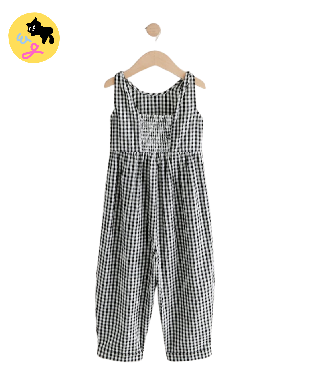 Mono Gingham 100% Cotton Barrel Jumpsuit