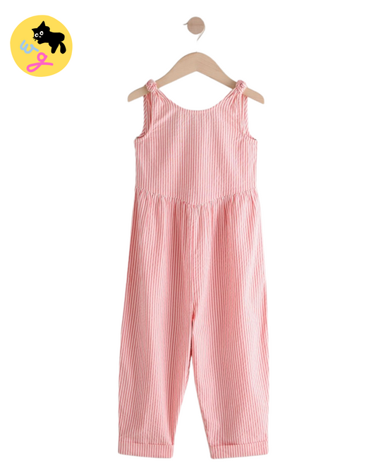 Pink Stripe 100% Cotton Barrel Jumpsuit