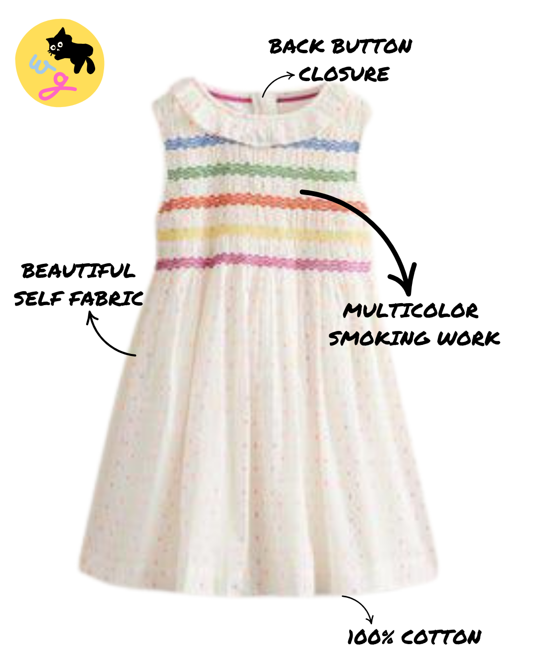 Smocked Bodice Dress - Dobby