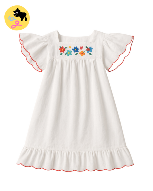 Scallop Sleeve Summer Dress