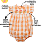 Orange Gingham Tulip Cotton Romper