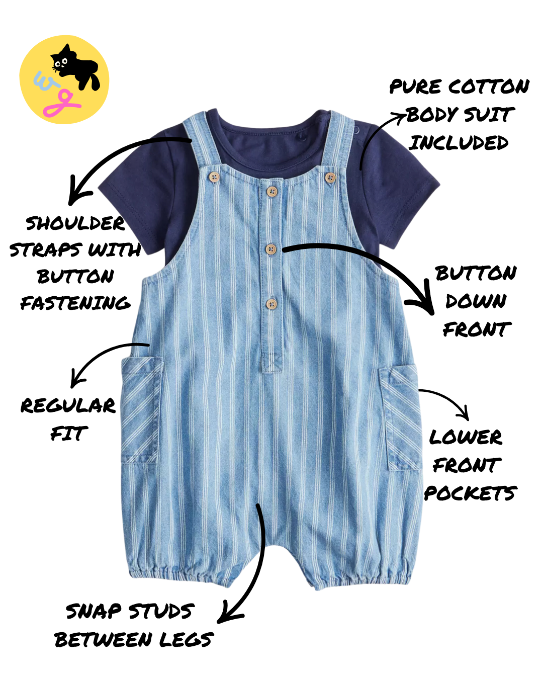 Blue Stripe Bibshorts & Bodysuit Set