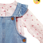 Frill Sleeve Dungaree with Floral Cotton Top