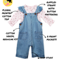 Frill Sleeve Dungaree with Floral Cotton Top
