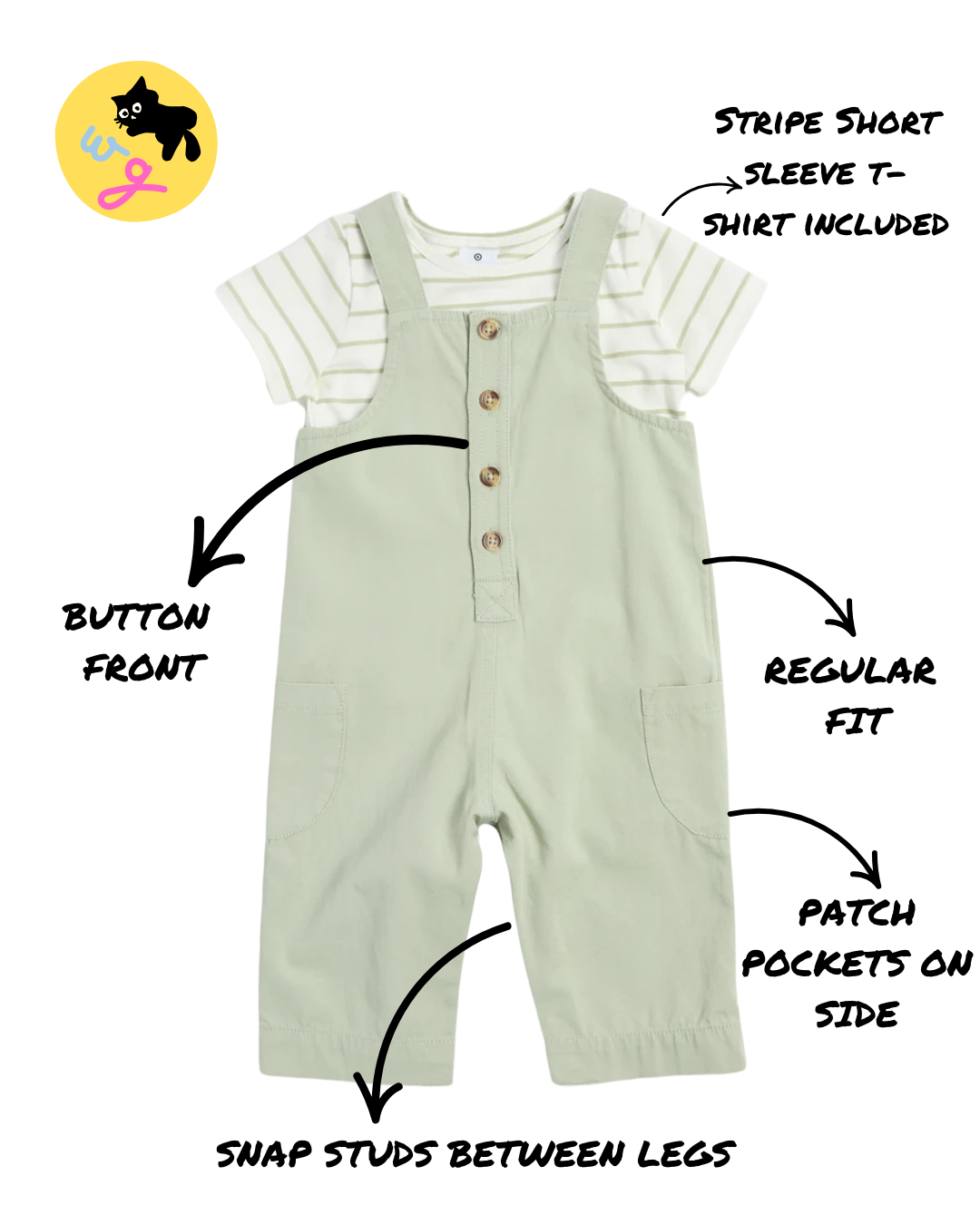 Baby Dungaree and T-Shirt 2 Piece Set