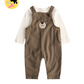 Cream Bodysuit & Brown Bear Corduroy Dungarees Set