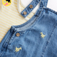 Duck Embroidered Denim Dungarees Set