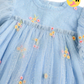 Blue Embroidered Flower Mesh Baby Dress