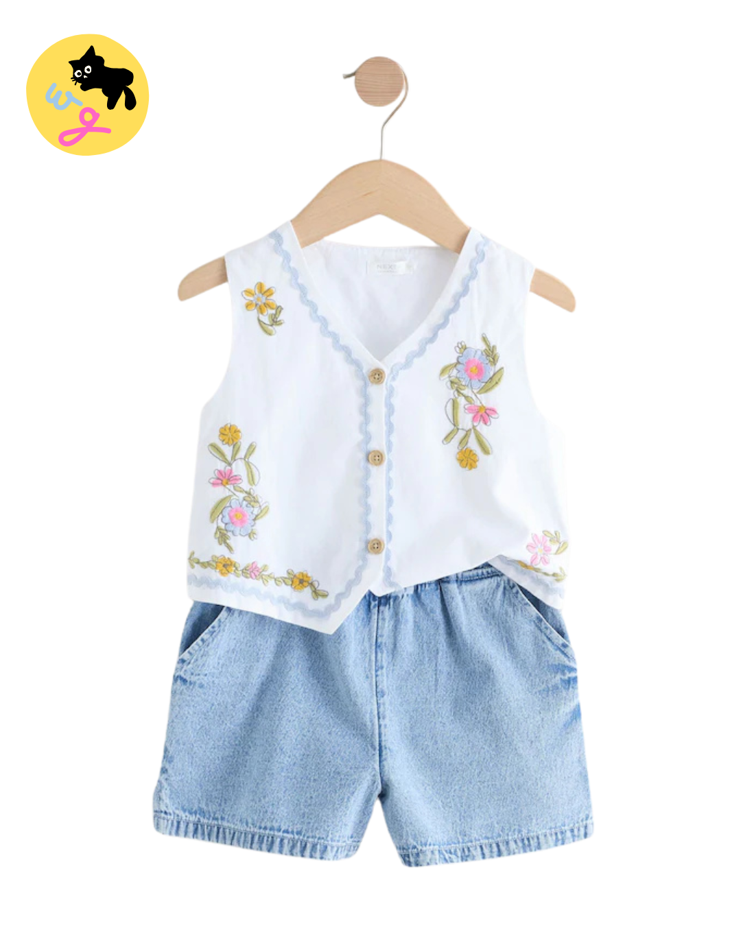 White 100% Cotton Top and Short Set