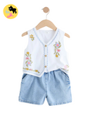 White 100% Cotton Top and Short Set