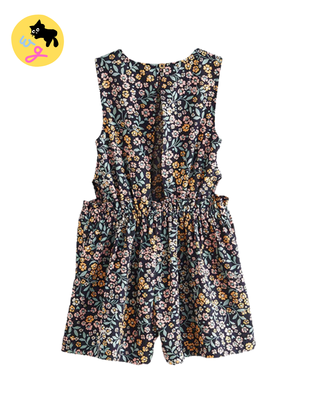 Black Floral Cut-Out Detail Playsuit