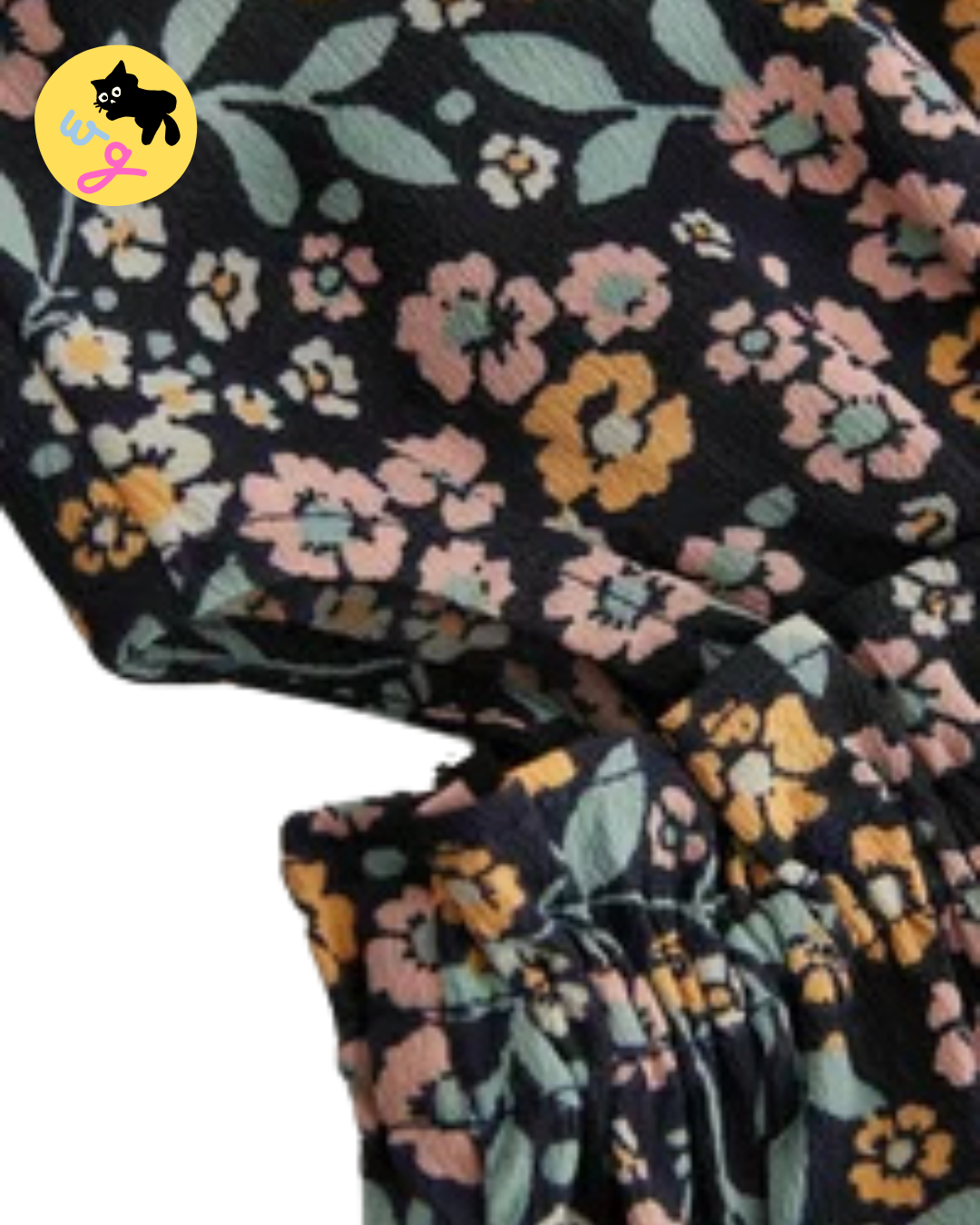 Black Floral Cut-Out Detail Playsuit