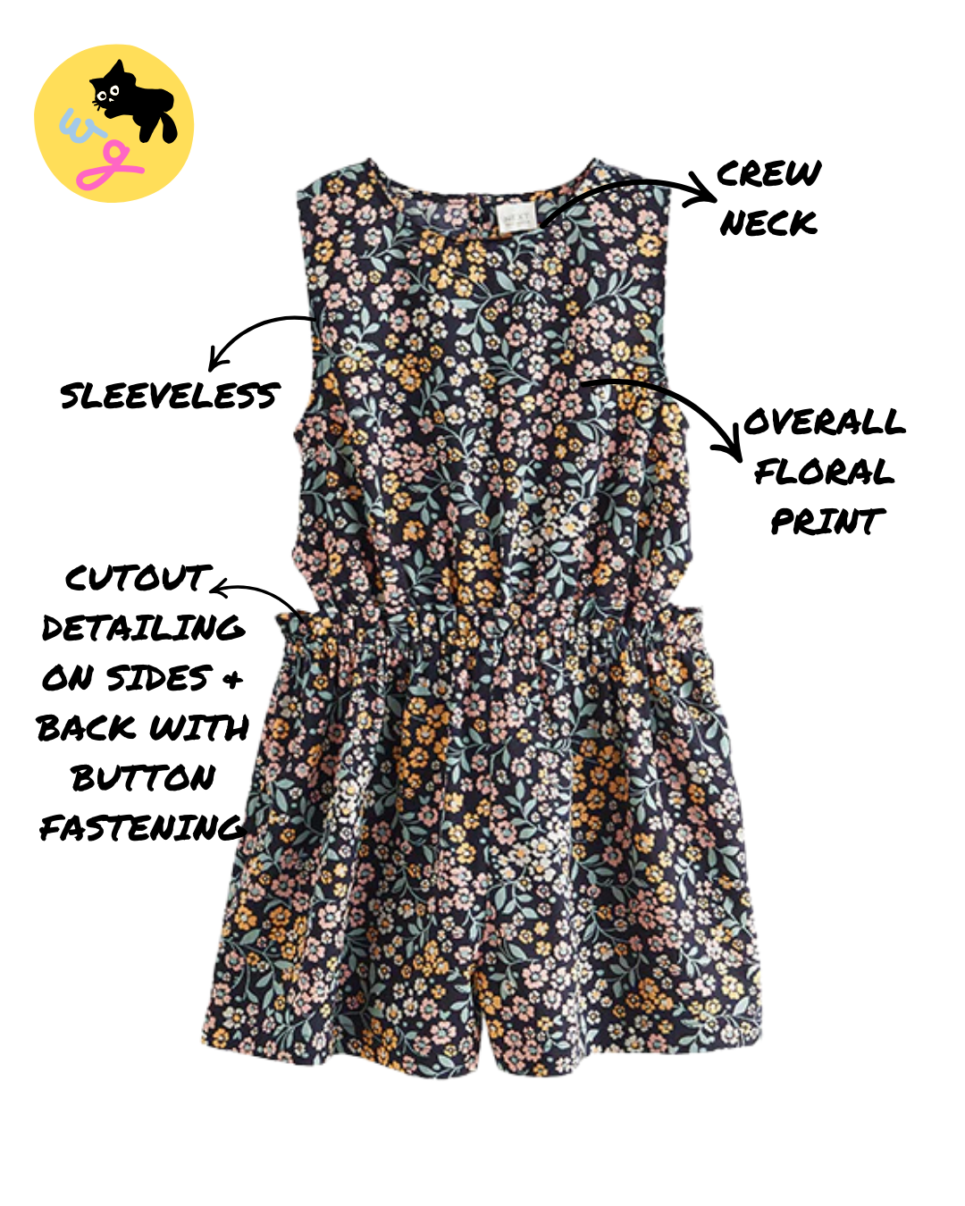 Black Floral Cut-Out Detail Playsuit