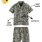 Black/White Short Sleeve Pattern Shirt and Shorts Set