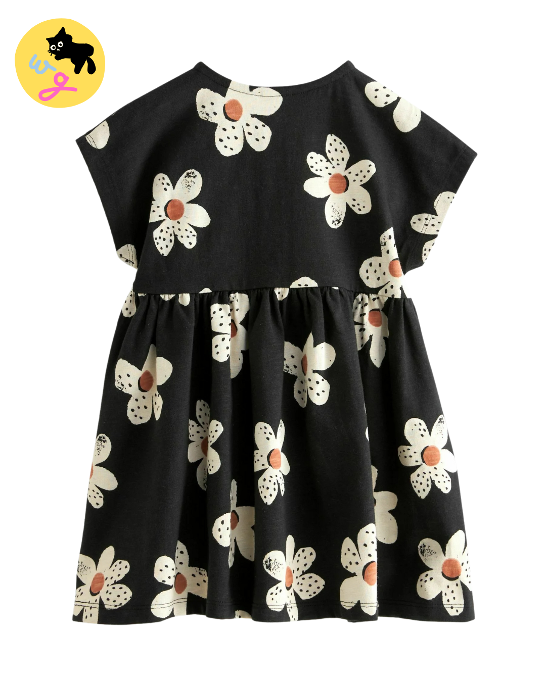 Black & White 100% Cotton Short Sleeve Jersey Dress