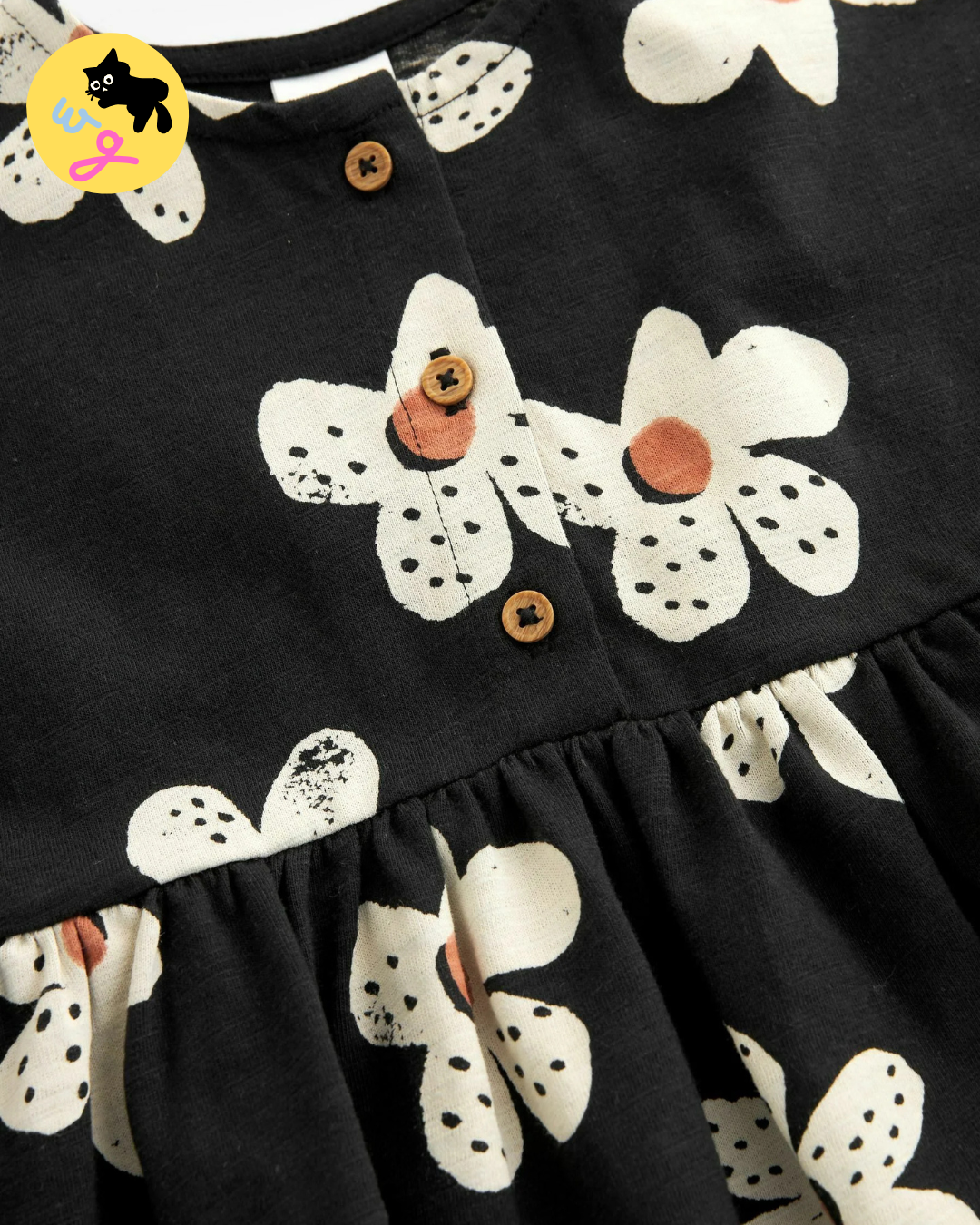 Black & White 100% Cotton Short Sleeve Jersey Dress