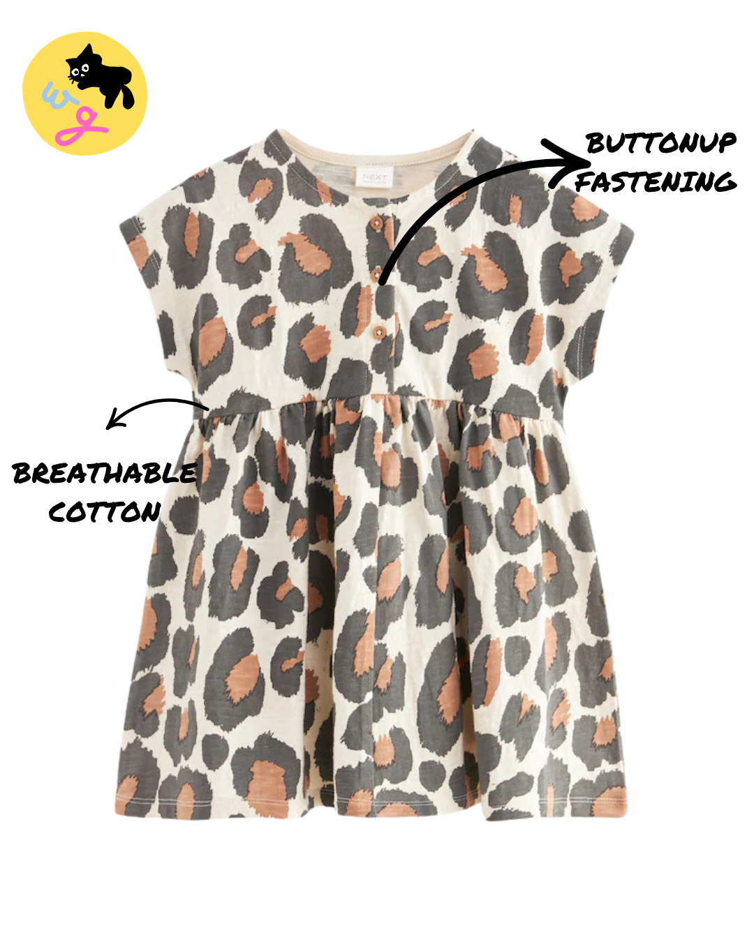 Animal Short Sleeve Jersey 100% Cotton Dress