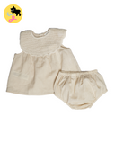 Beige Linen Crochet Bloomer Set