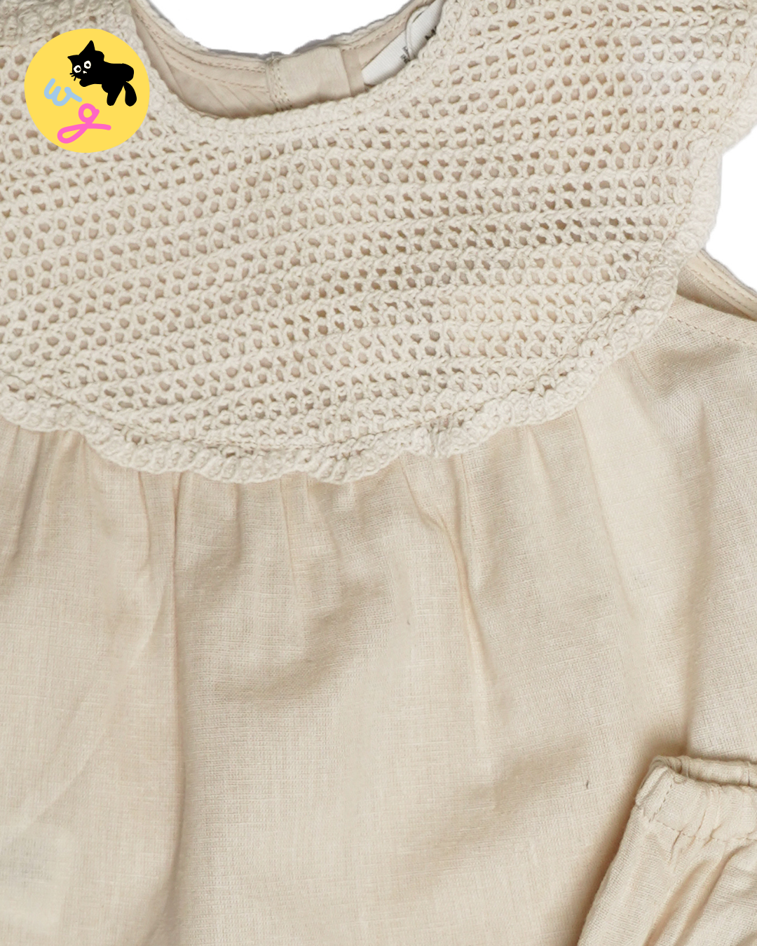 Beige Linen Crochet Bloomer Set