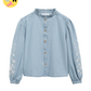 Embroidered Denim Blouse