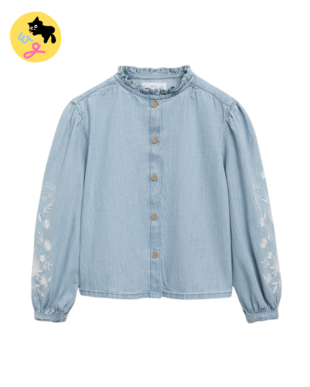 Embroidered Denim Blouse