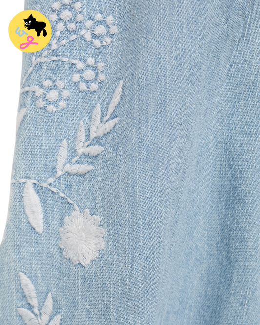 Embroidered Denim Blouse