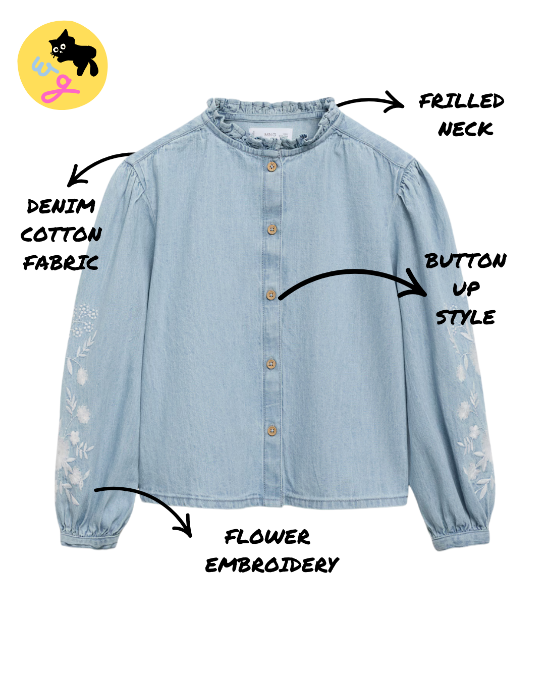 Embroidered Denim Blouse
