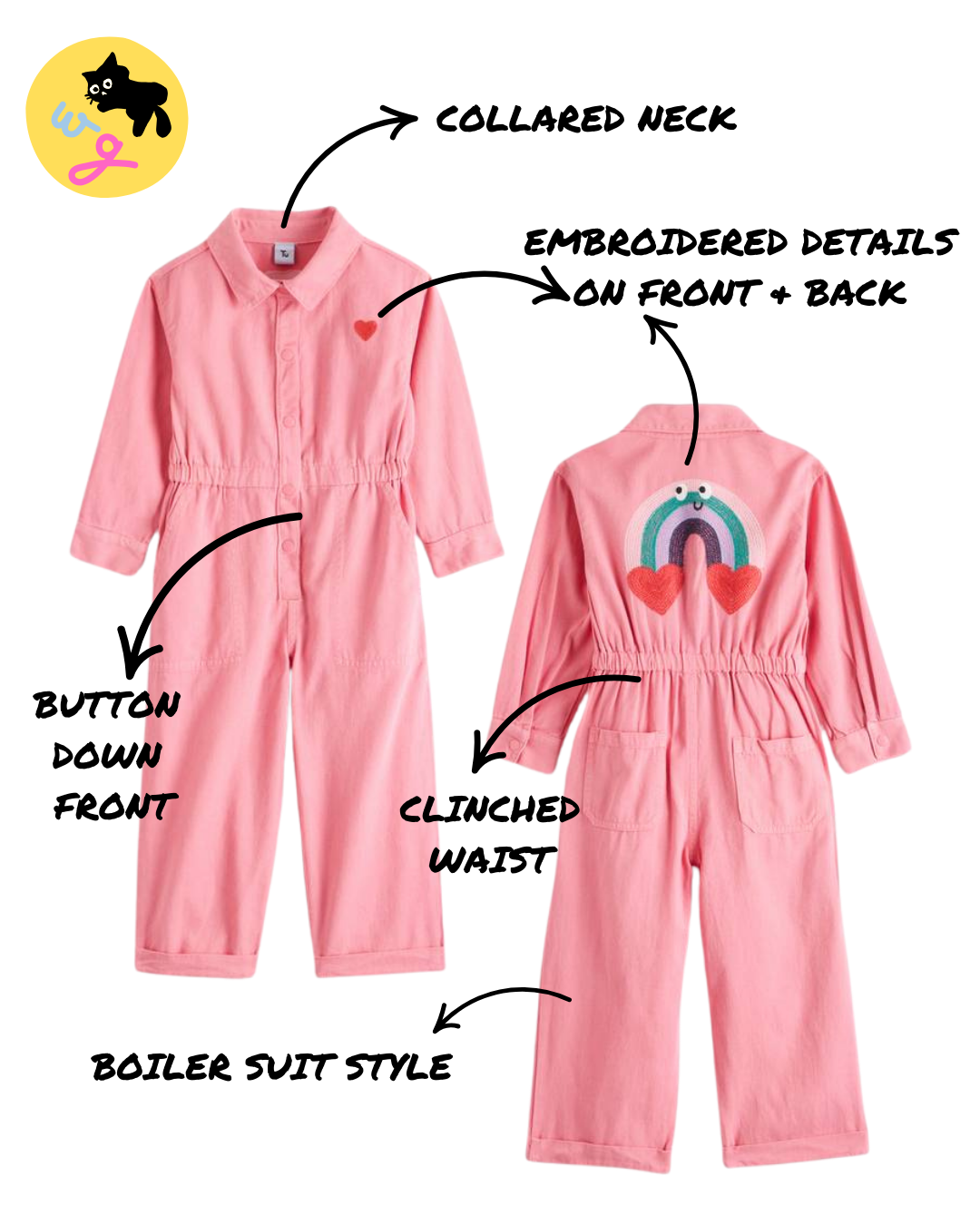 Pink Long Sleeve Boiler Suit