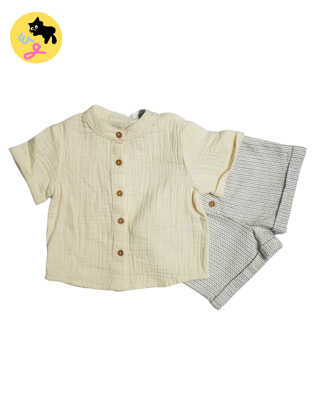 Cream Shirt & Shorts Set