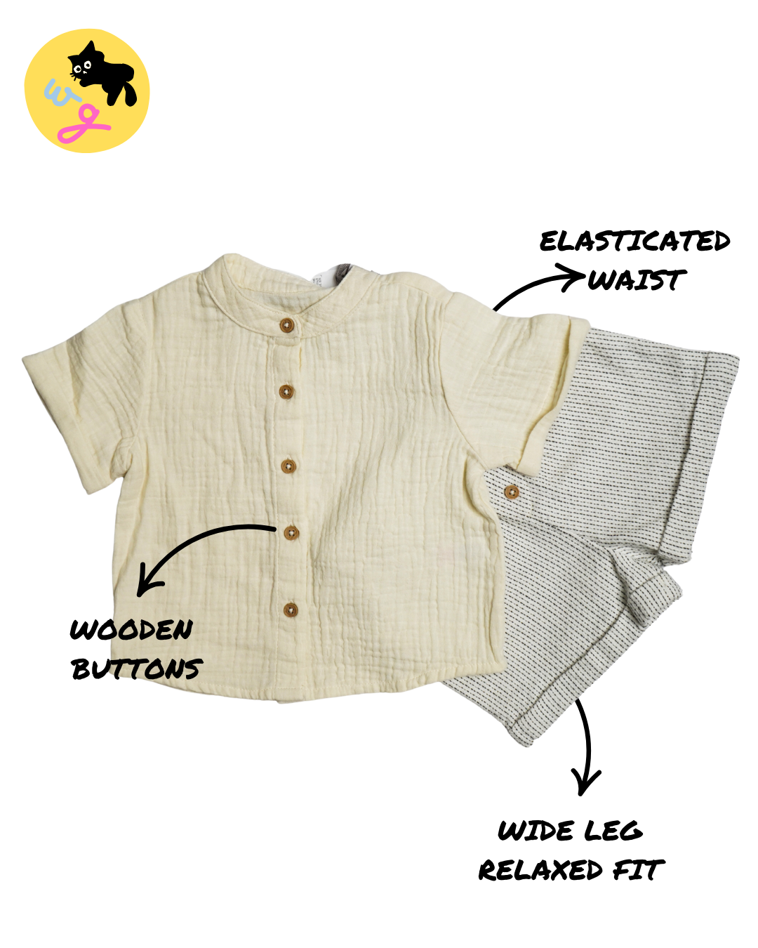 Cream Shirt & Shorts Set