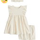 Cream Broderie Dress & Bloomers Set