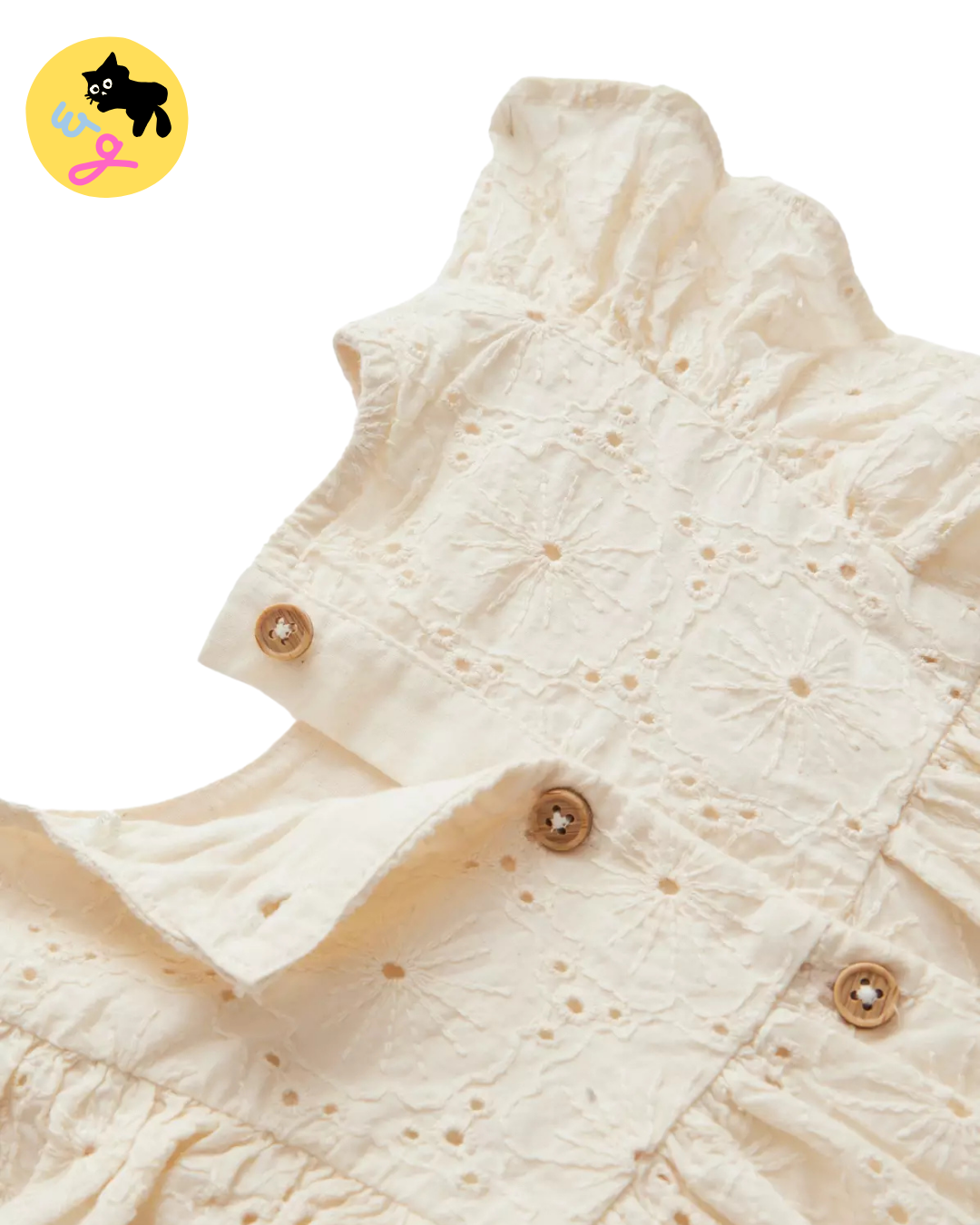 Cream Broderie Dress & Bloomers Set