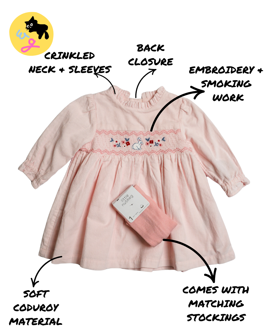 Bunny Coduroy Dress with Tights