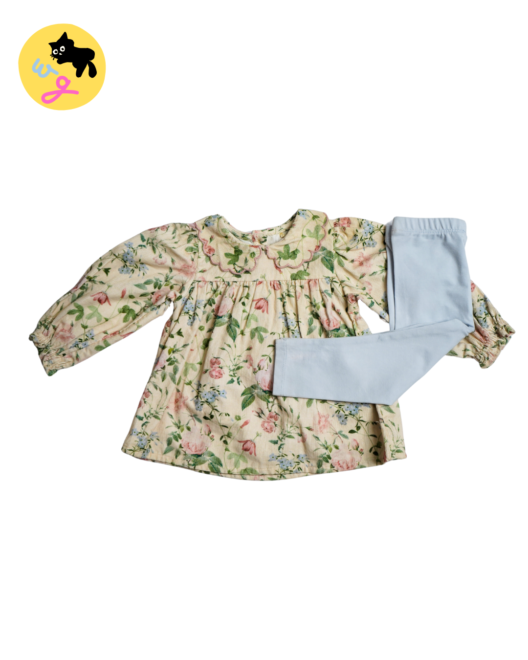 Floral Coduroy Dress with Leggings