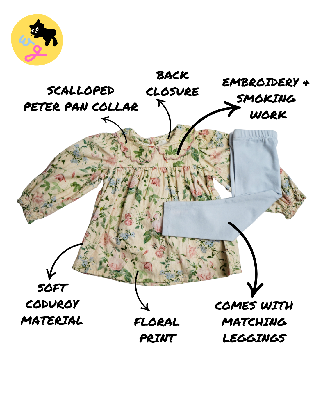 Floral Coduroy Dress with Leggings