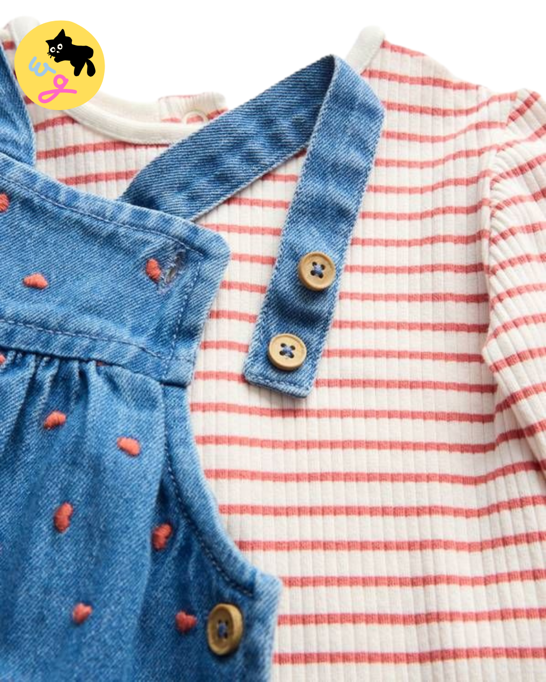 Pink Heart Pinafore Dress Set