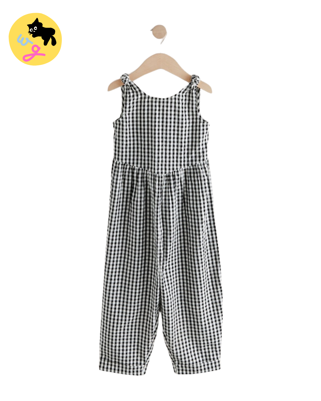 Mono Gingham 100% Cotton Barrel Jumpsuit