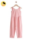 Pink Stripe 100% Cotton Barrel Jumpsuit