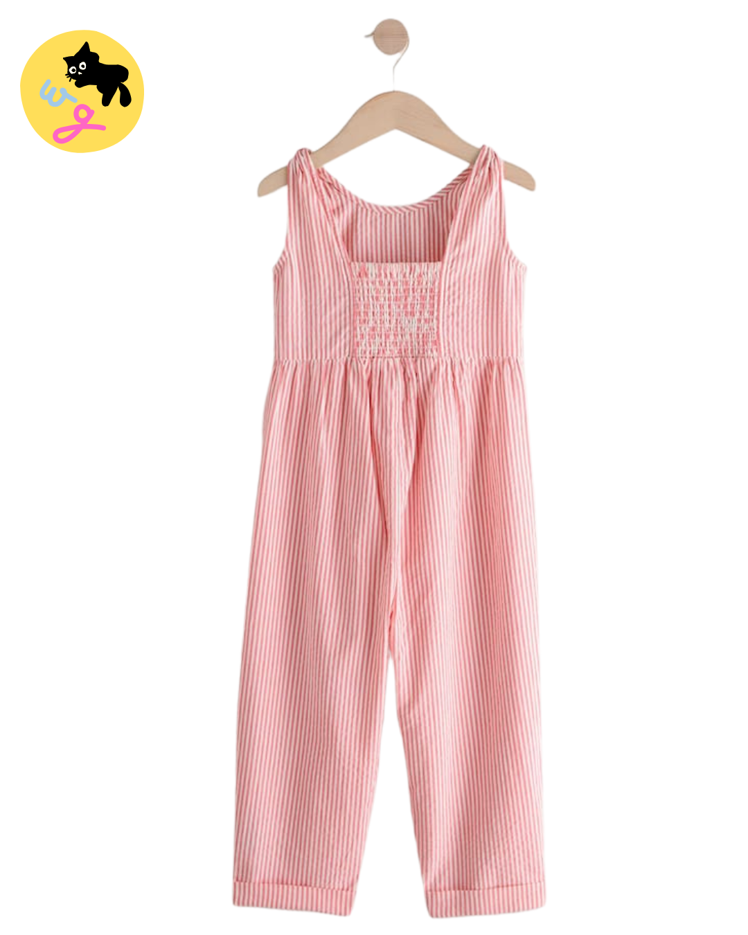 Pink Stripe 100% Cotton Barrel Jumpsuit