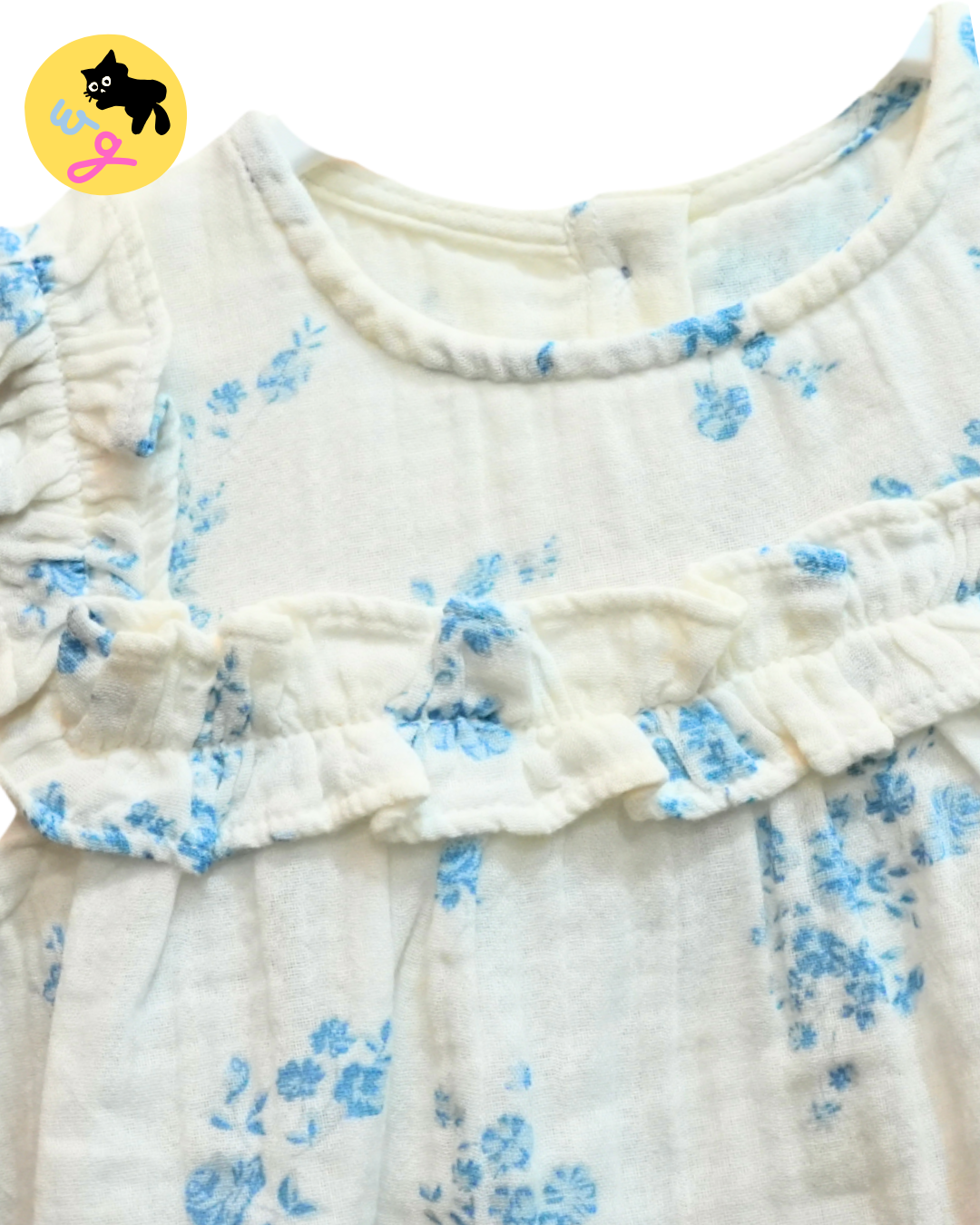 White & Blue Floral Bloomer Set