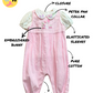 Pink & White stripes Bunny Embroidered Full Romper