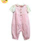 Pink & White stripes Bunny Embroidered Full Romper
