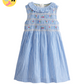 Smocked Bodice Dress - Blue Stripes