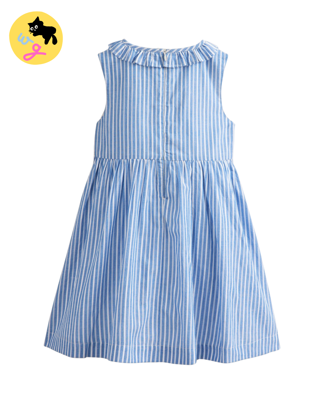 Smocked Bodice Dress - Blue Stripes
