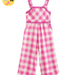 NWT Pink & White Gingham Ric Rac Wideleg Jumpsuit